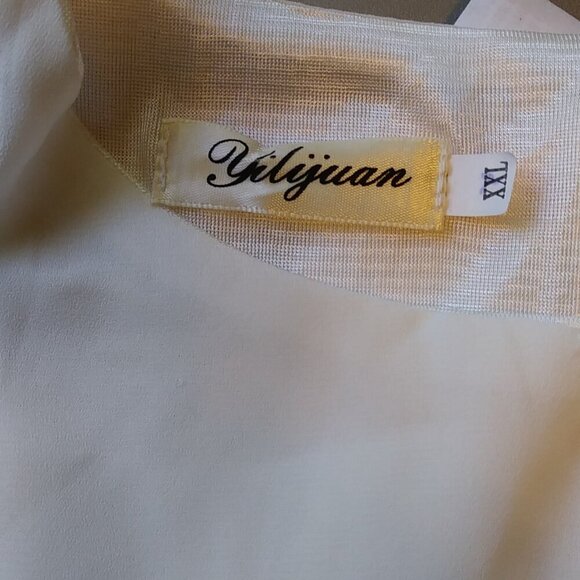 Yilijuan Aqua & White Tunic Blouse / Mini Dress | XXL | Pre-Loved Perfection - Picture 8 of 9